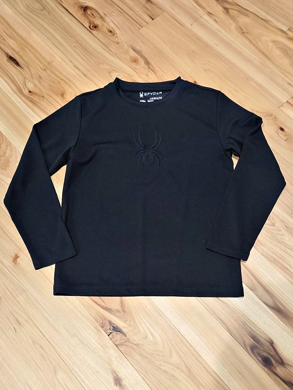 Spyder Youth Long Sleeve Thermal Base Layer Shirt Black Boys Large - NEW